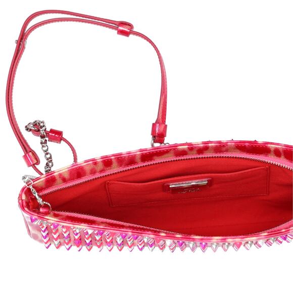 Christian Louboutin Loubiposh Clutch Bag Pink Cream Multi Patent Leather Studded - Picture 4 of 5